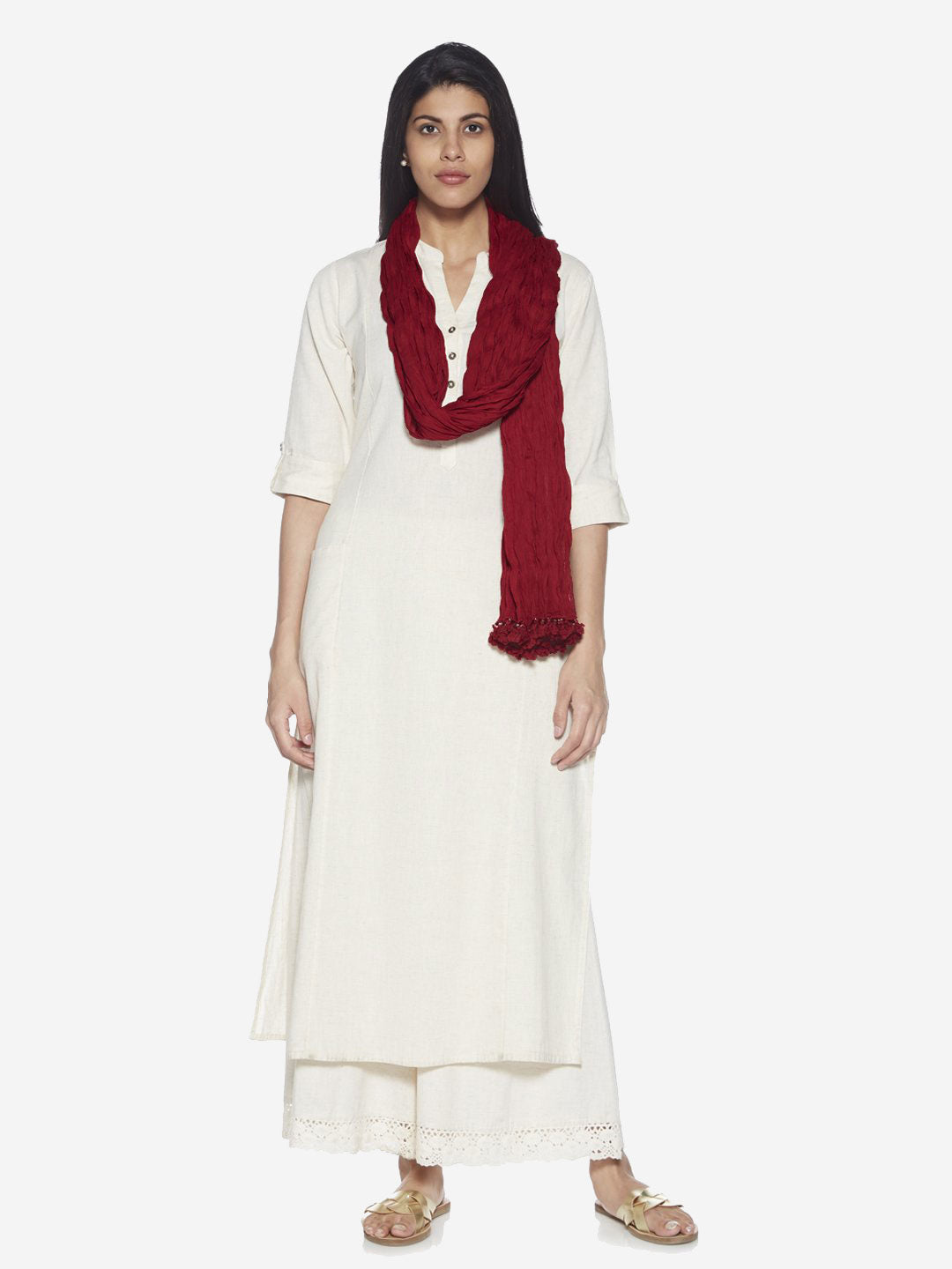 Utsa Maroon Crushed Cotton Dupatta