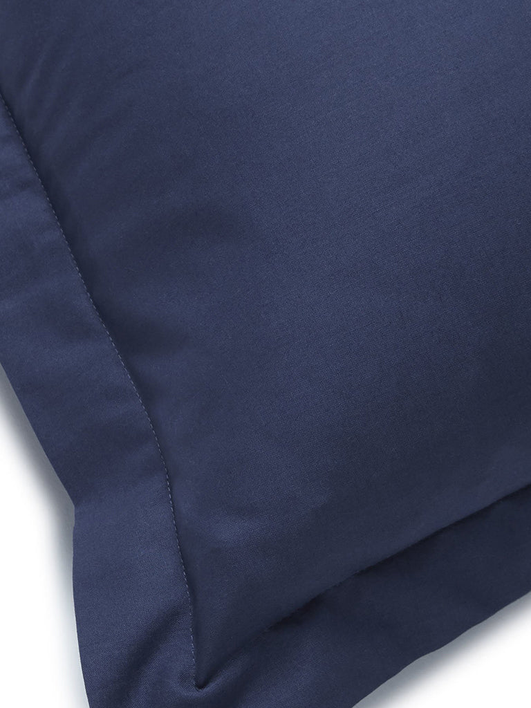 Westside Home Navy Pure Cotton Pillowcase Set Of Two - Image 2
