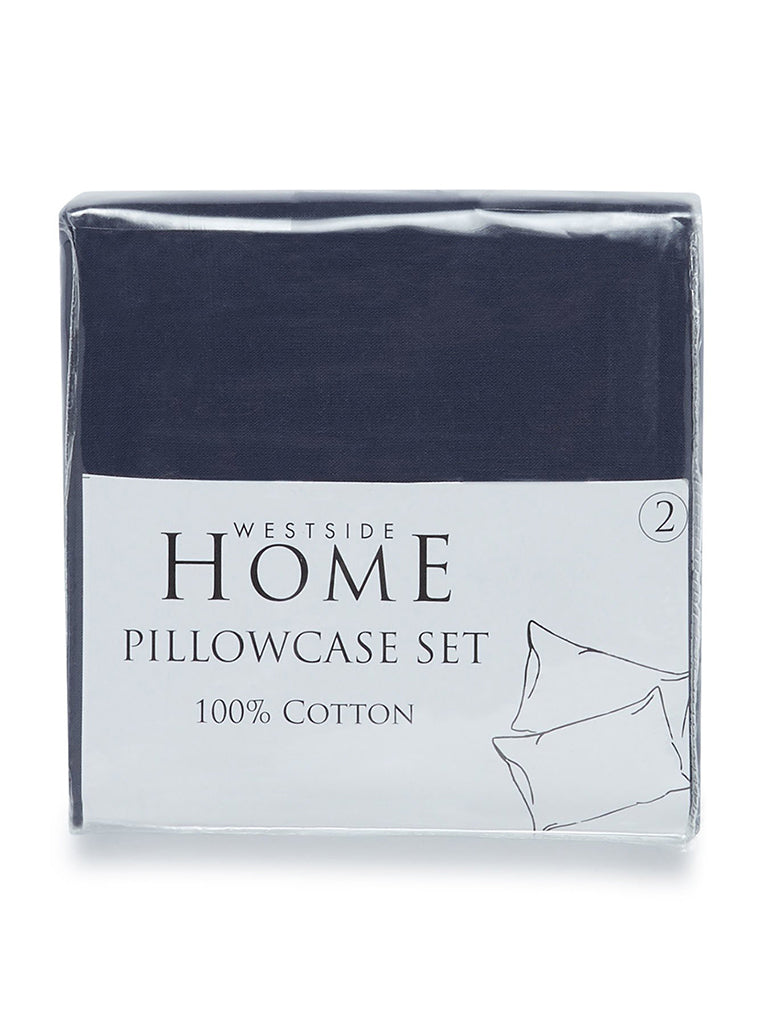 Westside Home Navy Pure Cotton Pillowcase Set Of Two - Image 3