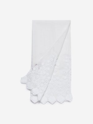 Zuba White Embroidered Cotton-Blend Stole