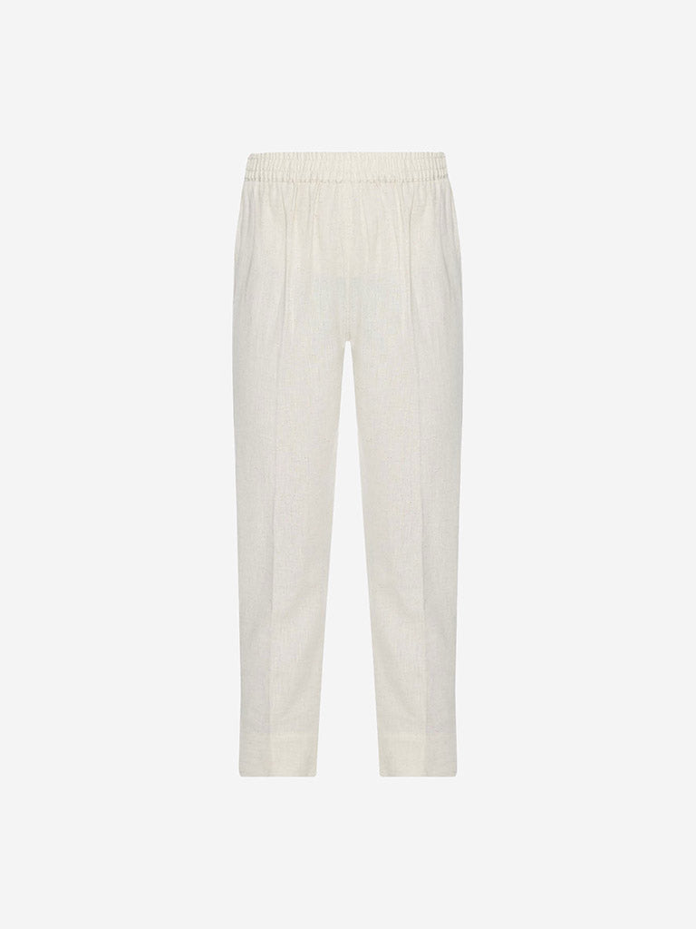 Utsa Off-White Solid Cotton Ethnic Pants - Image 4