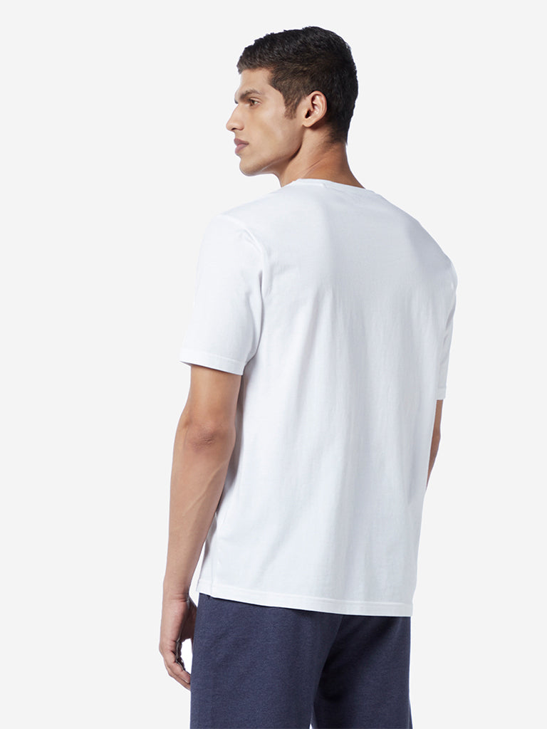 WES Lounge White Relaxed Fit Ocean Print T-Shirt - Image 4