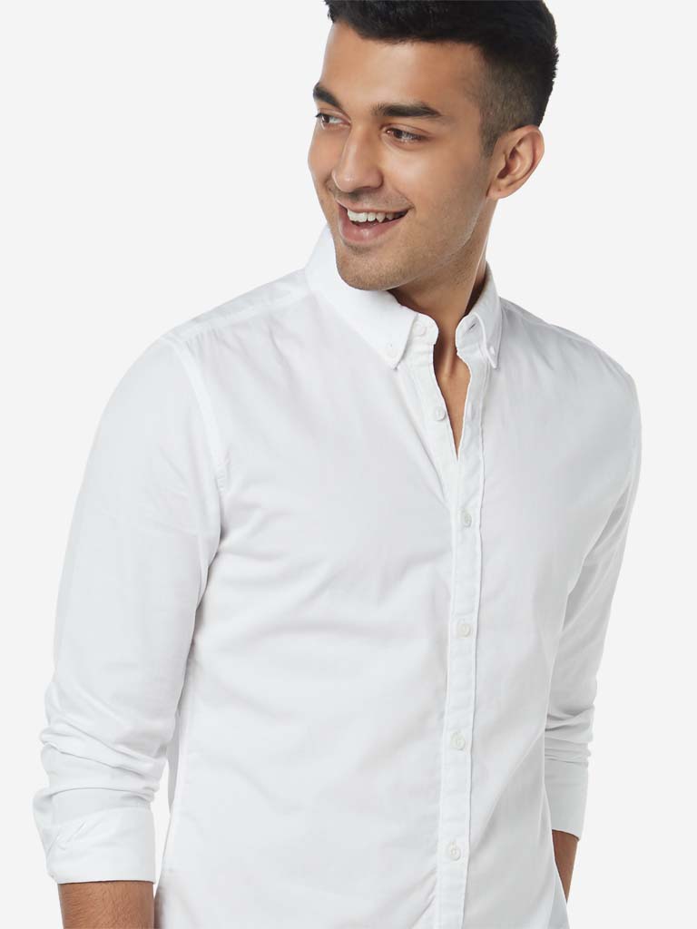 Nuon White Pure Cotton Slim Fit Shirt - Image 2