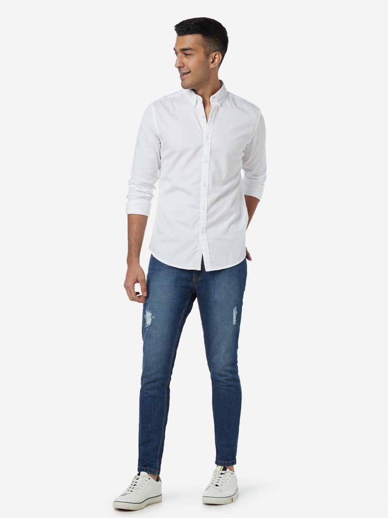 Nuon White Pure Cotton Slim Fit Shirt - Image 3