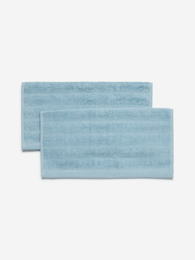 Westside Home Aqua Face Towels Set of Two - Image 2