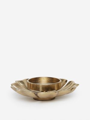 Westside Home Gold Lotus Pillar Candle Holder