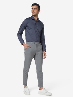 WES Formals Grey Carrot Fit Trousers