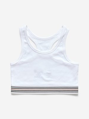 Y&F Kids White Ribbed Crop Top
