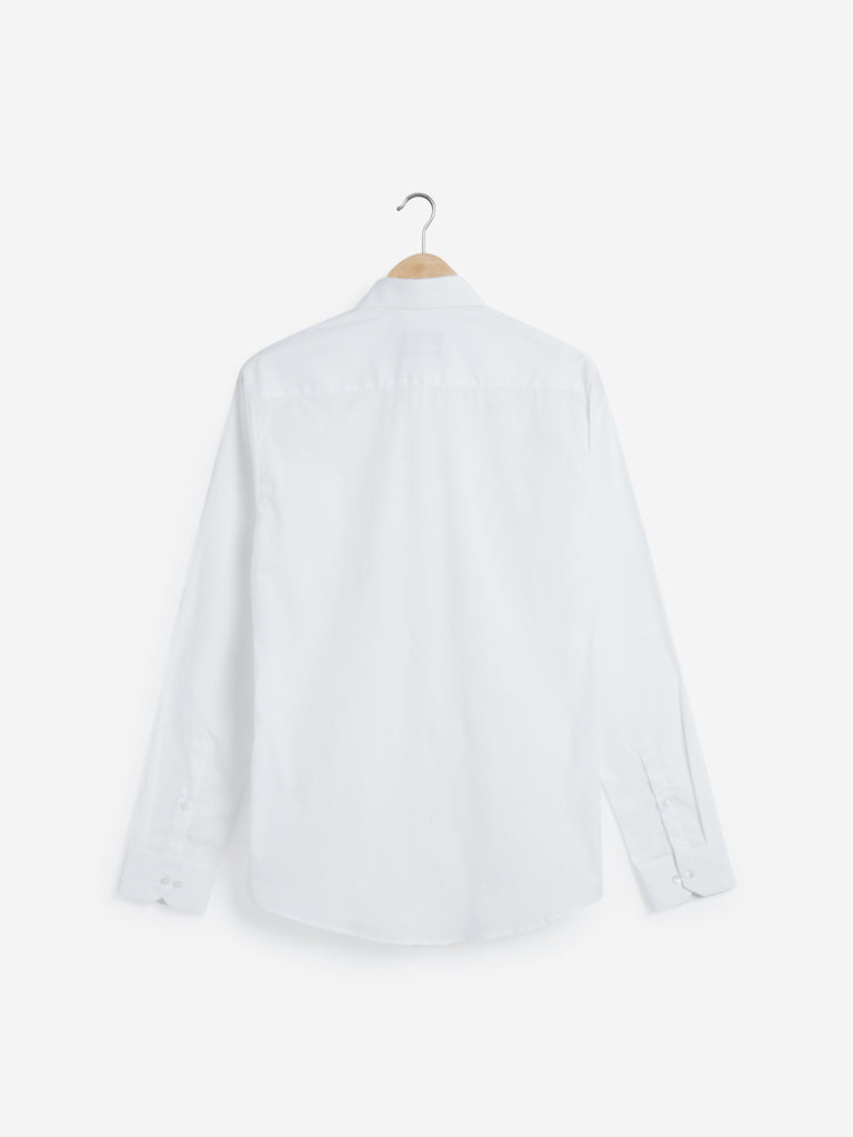 WES Formals White Cotton-Blend Ultra Slim Fit Shirt - Image 5