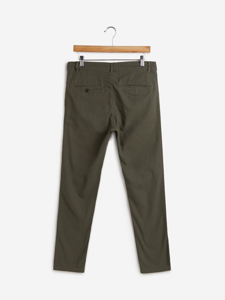Nuon Olive Cotton-Blend Slim - Fit Mid -Rise Chinos - Image 3
