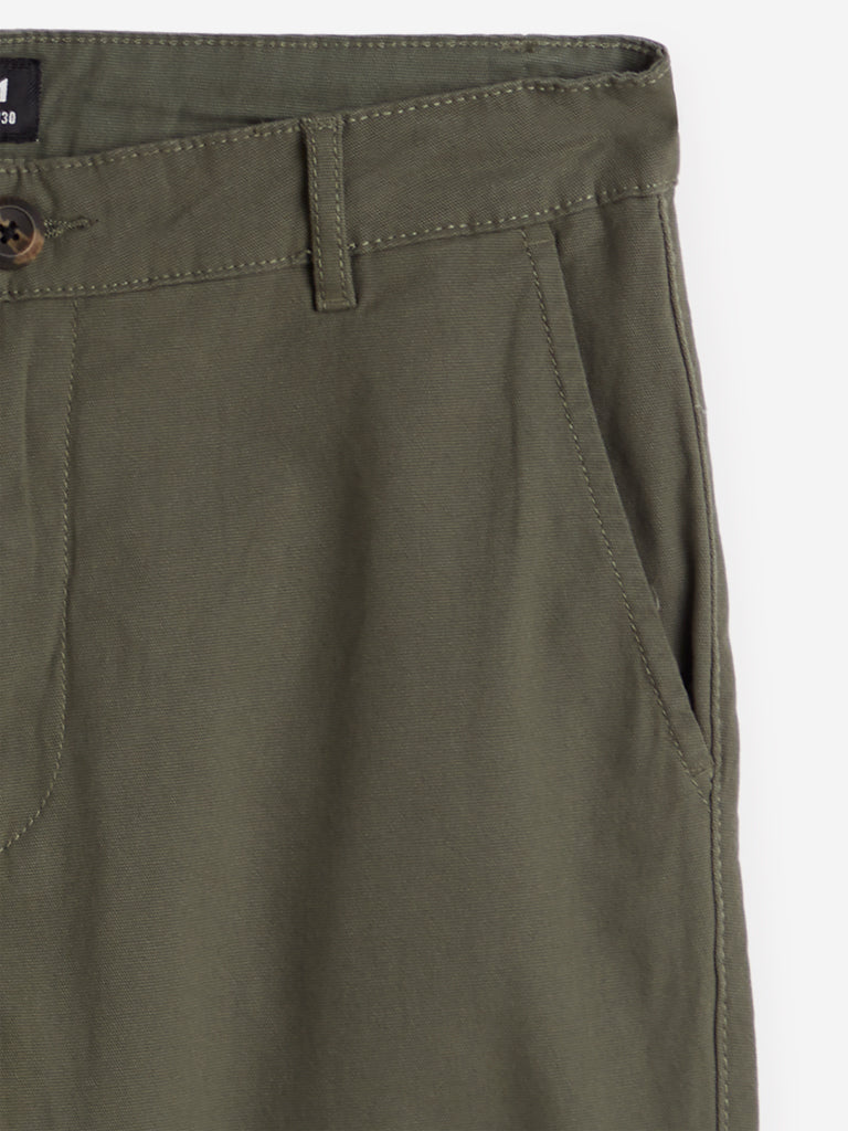 Nuon Olive Cotton-Blend Slim - Fit Mid -Rise Chinos - Image 4