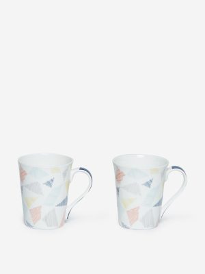 Westside Home Multicolour Geometrical Print Mugs Set of Two