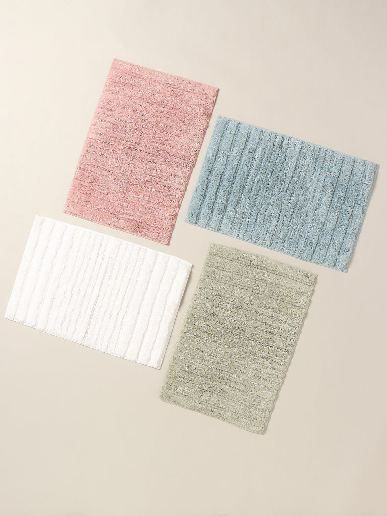 Westside White Striped Rectangular Bath Mat - Image 3