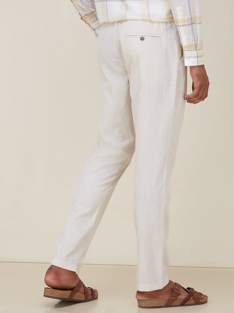 ETA Off-White Cotton Slim-Fit Mid-Rise Chinos - Image 5