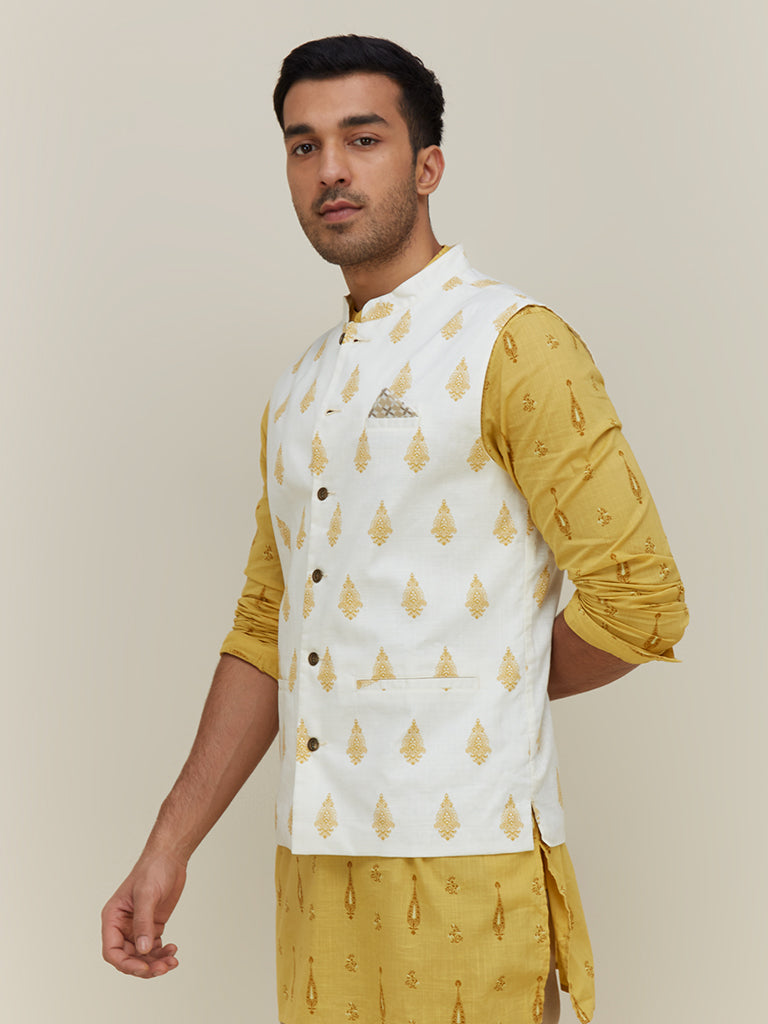 Kala by ETA Off-White Slim Fit Nehru Jacket - Image 2