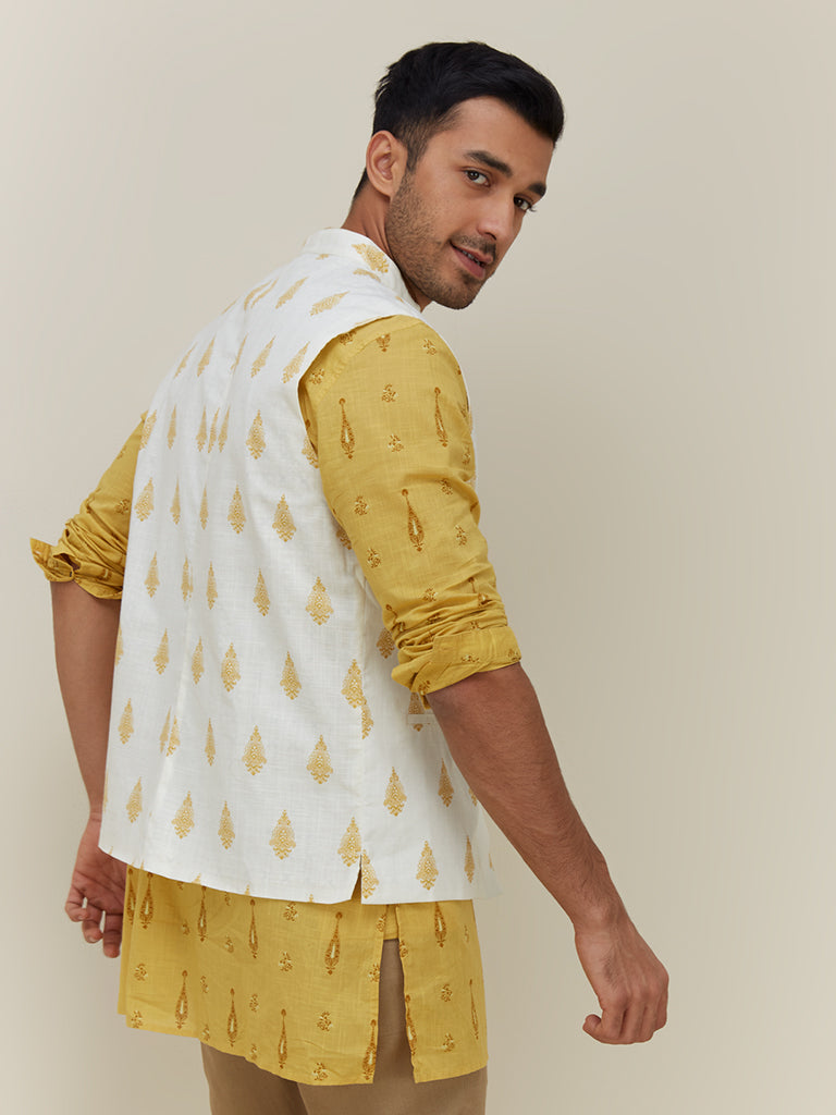 Kala by ETA Off-White Slim Fit Nehru Jacket - Image 3