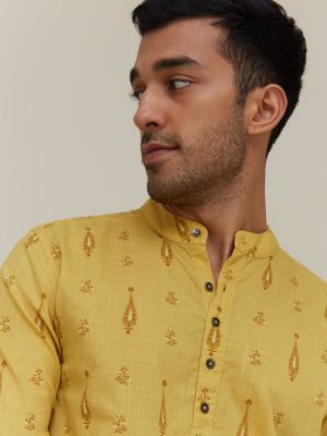 Kala by ETA Mustard Ethnic Printed Resort Fit Kurta