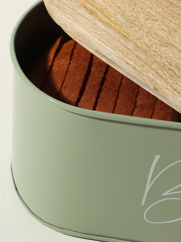Westside Home Mint Bread Box with Wood Lid - Image 3
