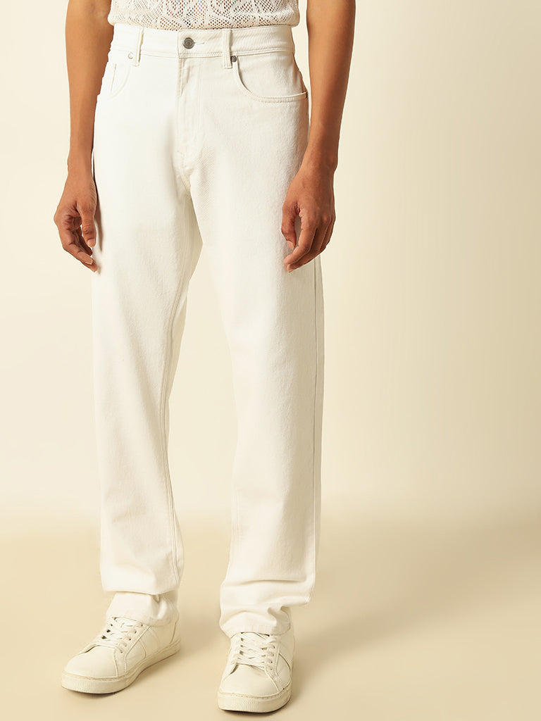 Ascot White Relaxed-Fit Mid-Rise Jeans - Image 3