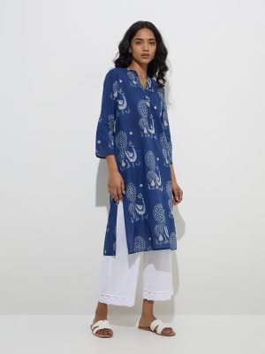 Utsa White Crochet-Detailed Cotton Ethnic Pants 