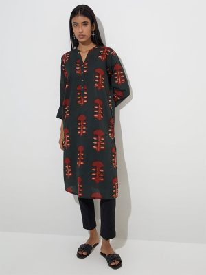 Utsa Black Solid Cotton Ethnic Pants