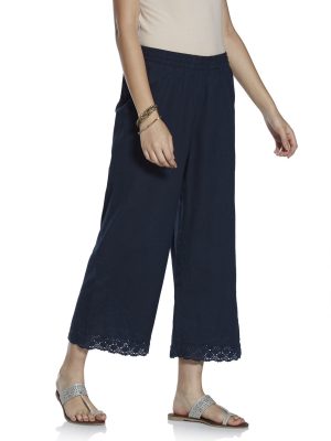 Utsa Indigo Linen Blend Palazzos