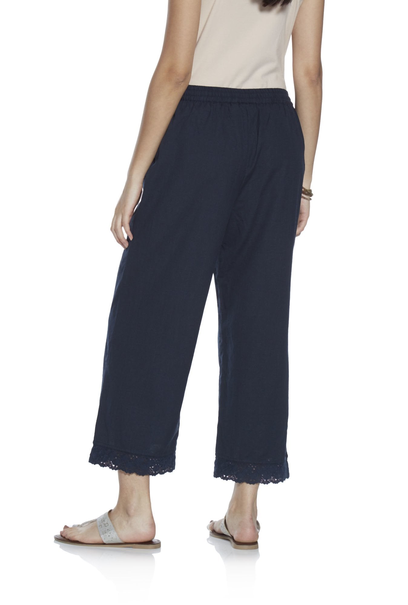 Utsa Indigo Linen Blend Palazzos - Image 2