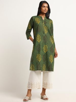 Utsa Off-White Schiffli Pants