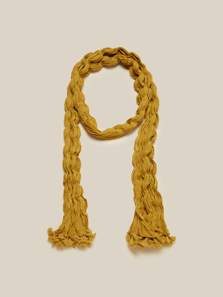 Utsa Mustard Crushed Cotton Dupatta - Image 3