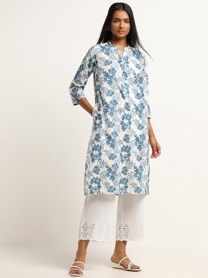 Utsa White Schiffli Pants