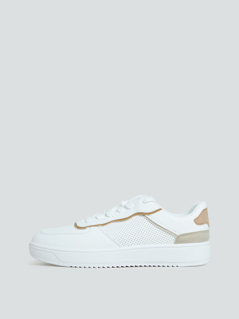 LUNA BLU White Perforated Sneakers