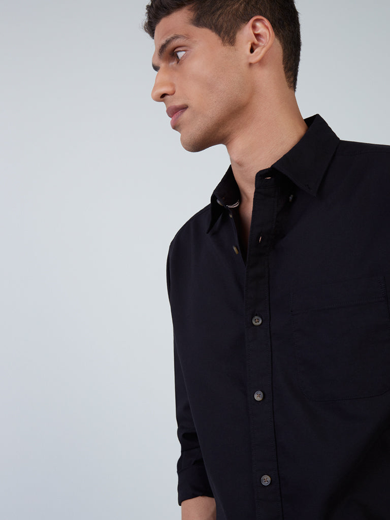 WES Casuals Black Cotton Relaxed-Fit Shirt - Image 2