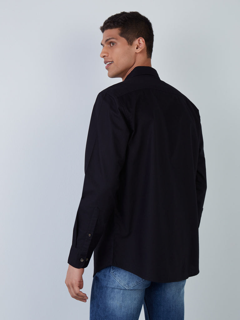 WES Casuals Black Cotton Relaxed-Fit Shirt - Image 4