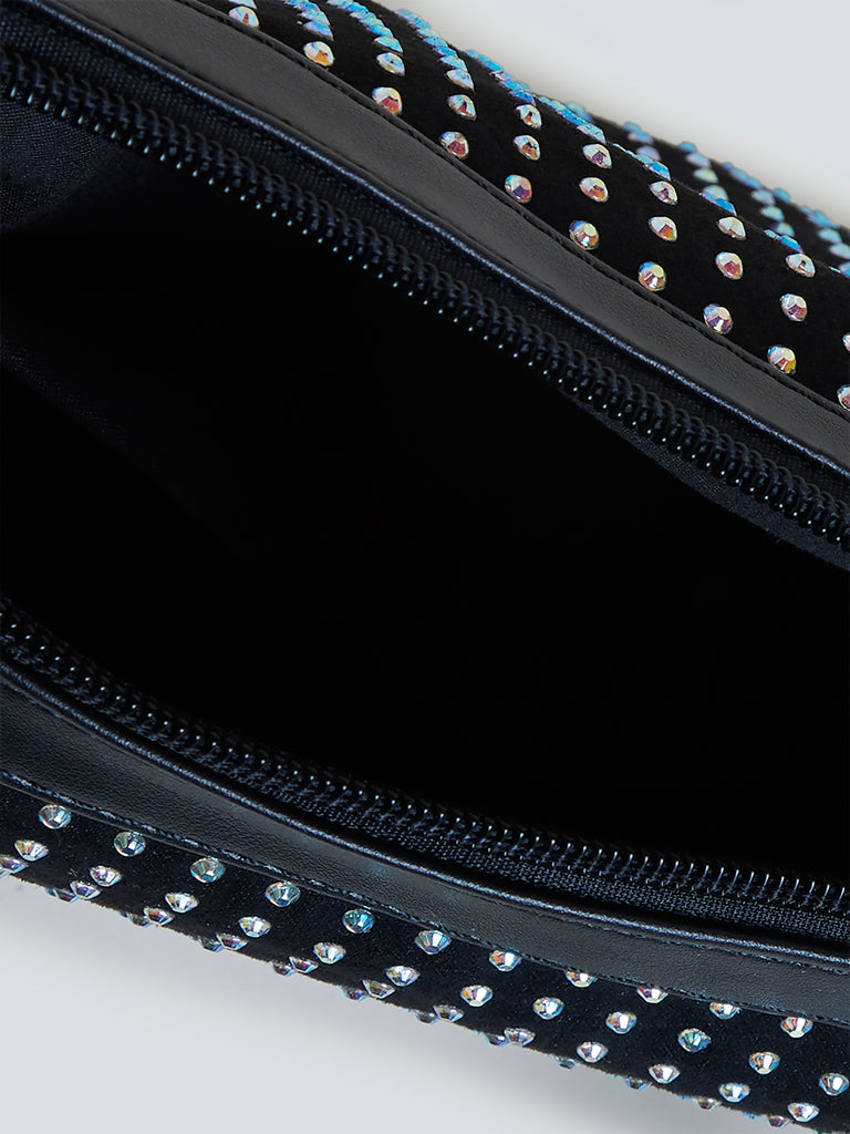 LOV Black Rhinestone Embellished Handbag - Image 3