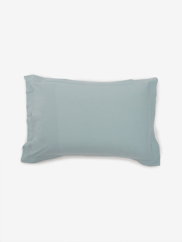Westside Home Aqua Solid Pillow Cover (Set of2) - Image 2