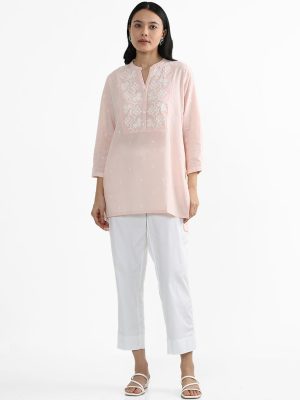 Utsa White Poplin Ethnic Pants 