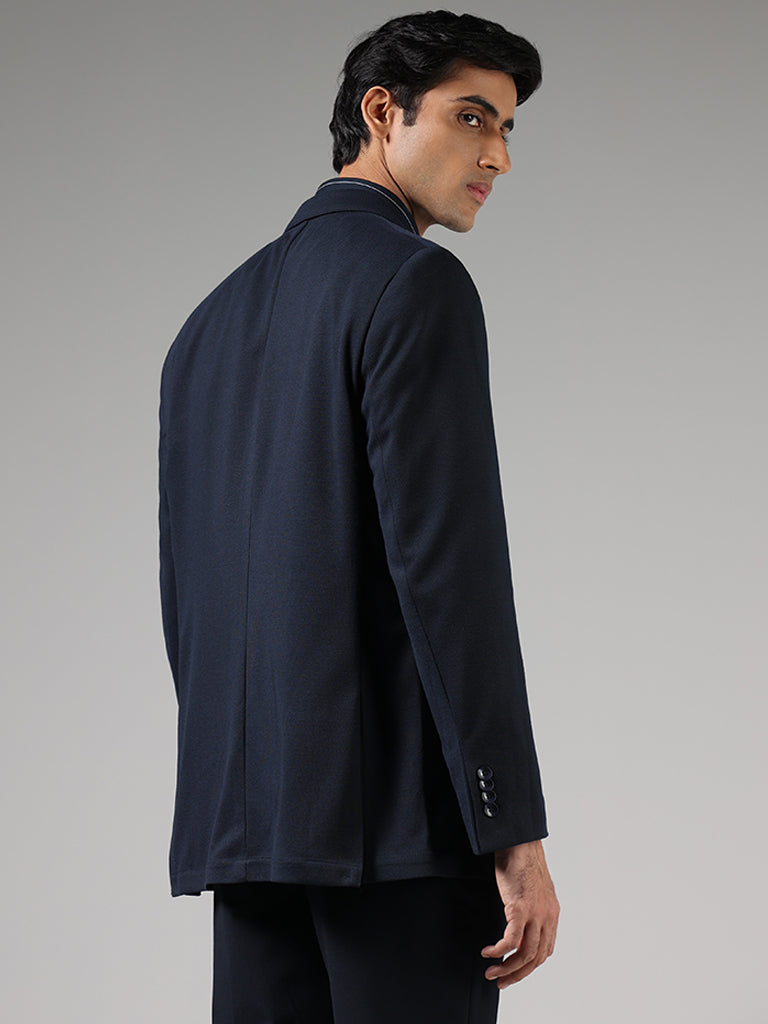 WES Formals Navy Slim-Fit Dobby Blazer - Image 5