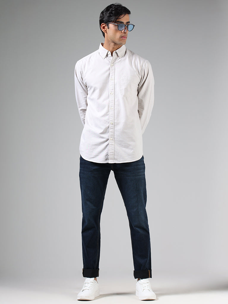 WES Casuals Solid Beige Relaxed-Fit Shirt - Image 3