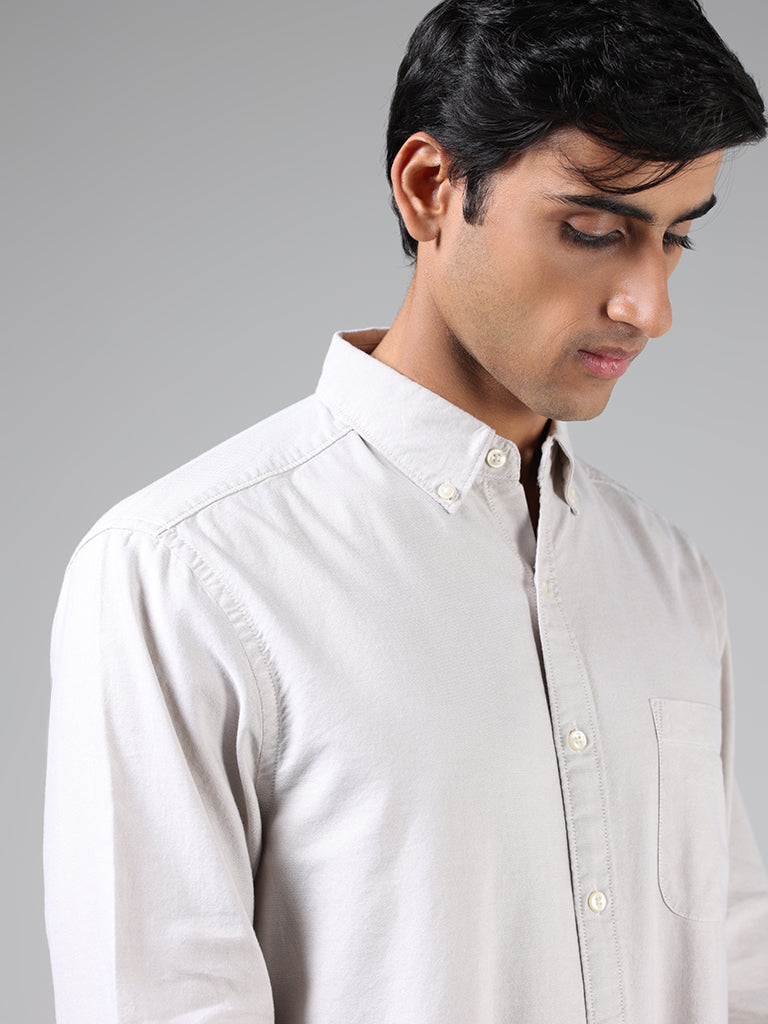 WES Casuals Solid Beige Relaxed-Fit Shirt - Image 2