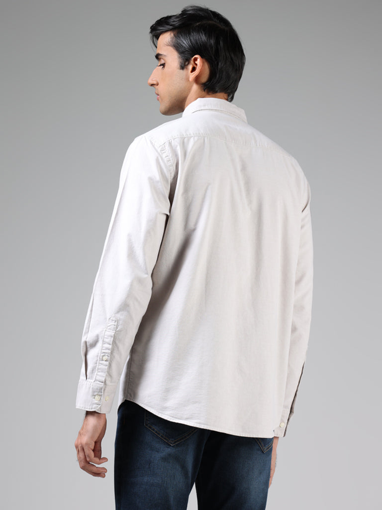 WES Casuals Solid Beige Relaxed-Fit Shirt - Image 4