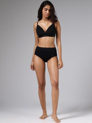 Wunderlove Solid Black Seamless Full Briefs