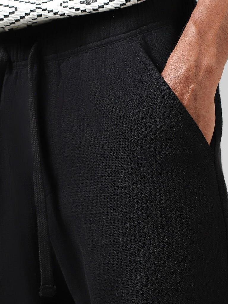 ETA Self Black Cotton Relaxed-Fit Low-Rise Chinos - Image 3