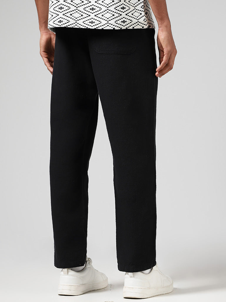 ETA Self Black Cotton Relaxed-Fit Low-Rise Chinos - Image 5