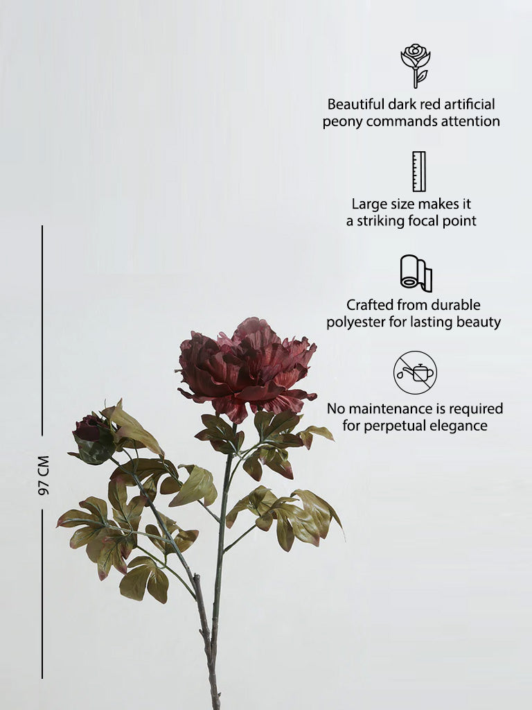 Westside Home Dark Red Large Artificial Peony - Image 3