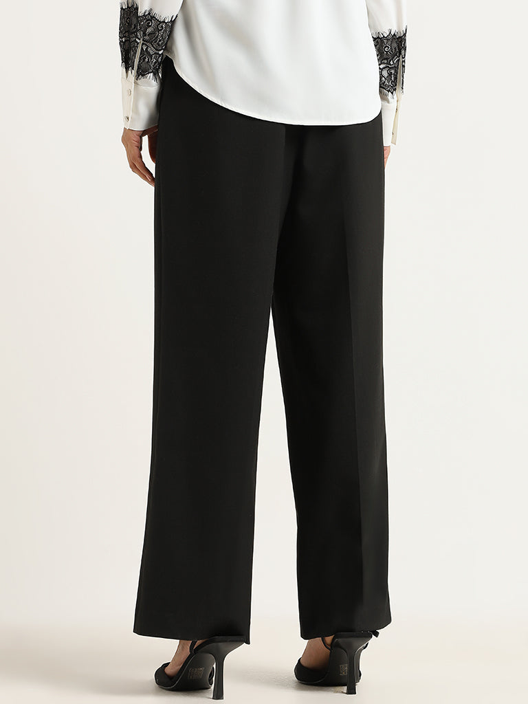 Wardrobe Black Self-Patterned Trousers - Image 4