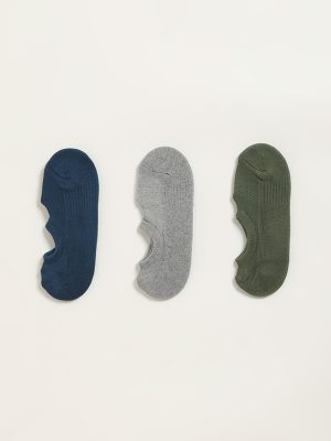 WES Lounge Multicolour Solid Cotton-Blend Socks - Pack of 3