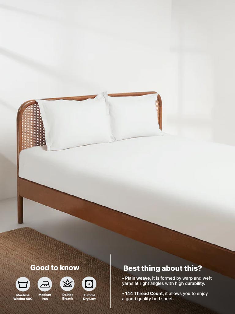 Westside Home White Queen Bedsheet Flat and Pillowcase Set - Image 5