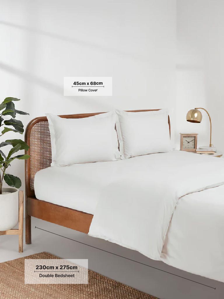 Westside Home White Queen Bedsheet Flat and Pillowcase Set - Image 6