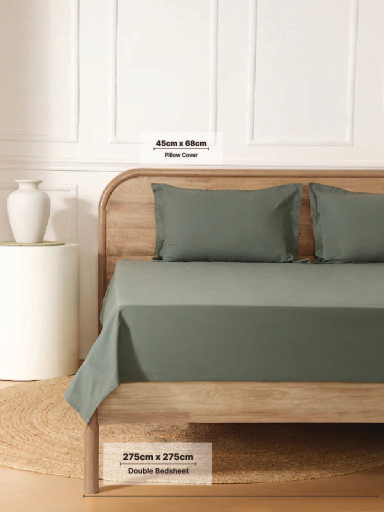 Westside Home Solid Green King Bed Flat Sheet and Pillowcase Set - Image 6