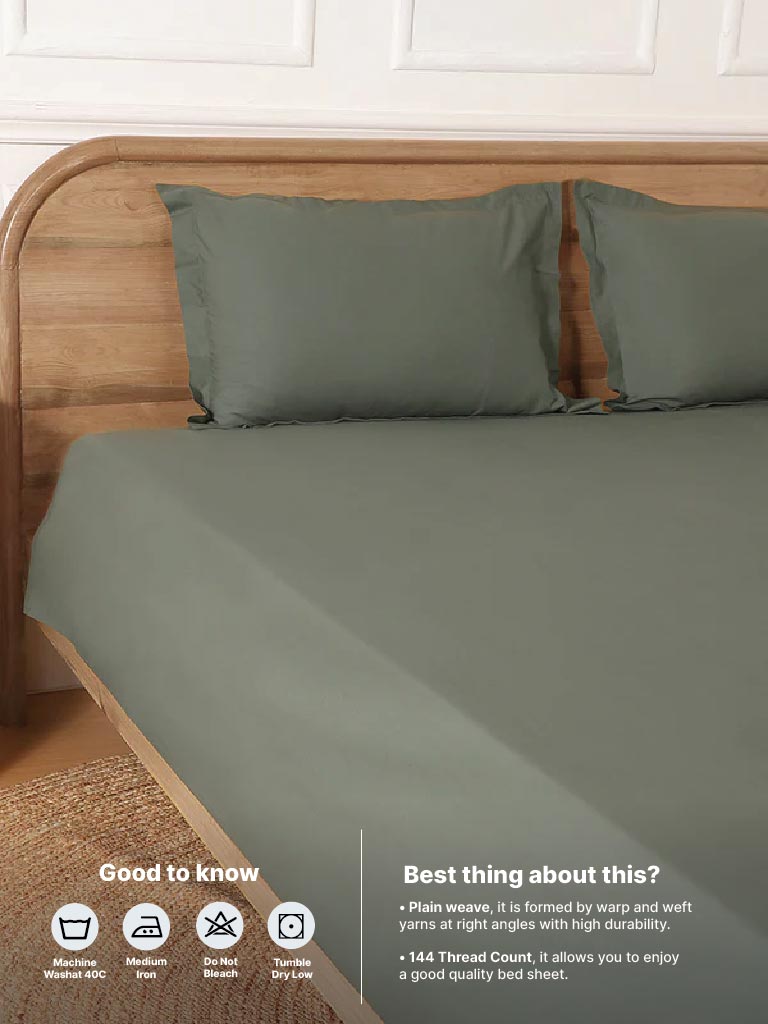 Westside Home Solid Green King Bed Flat Sheet and Pillowcase Set - Image 5
